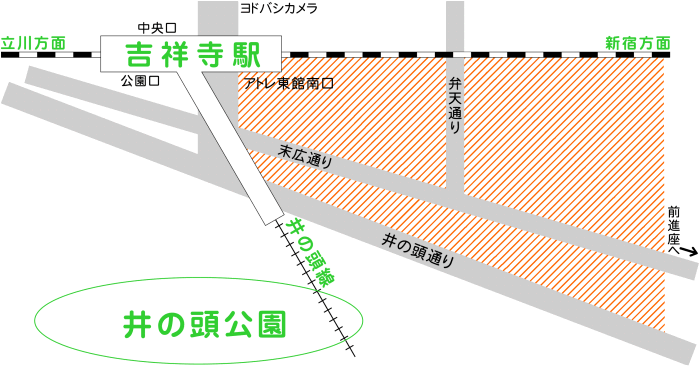 商店会の位置を示した地図
